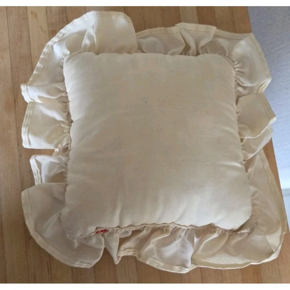VTG 80's Cranston VIB Christmas Teddy Bear Soldier Ruffled Pillow Cottagecore